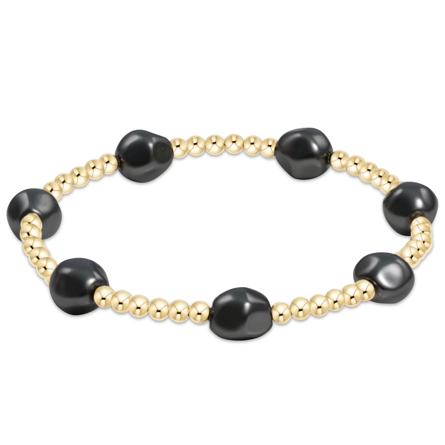 admire gold 3mm bead bracelet - pearl - dark grey