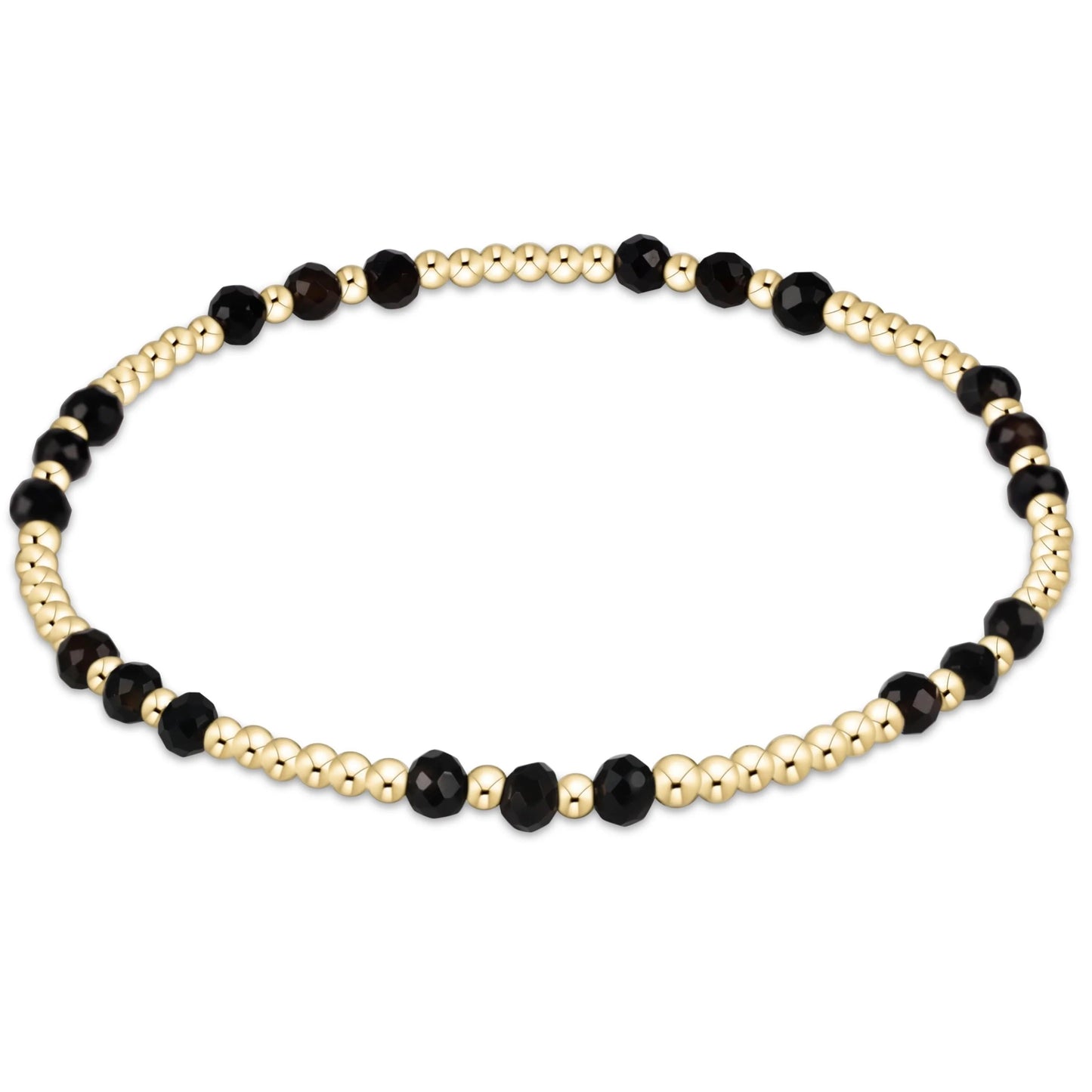 gemstone gold joy pattern 3mm bead bracelet - faceted onyx