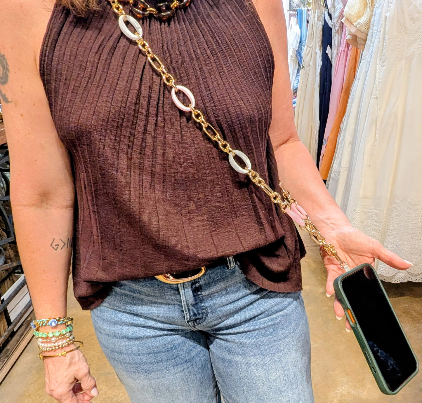 Pretty Pink and Blue Phone Chain