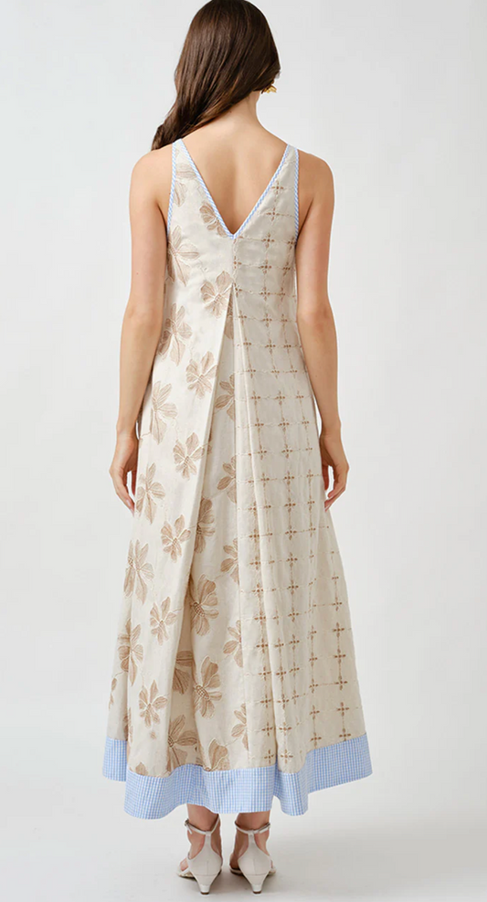 Linen Embroidered Patchwork Dress