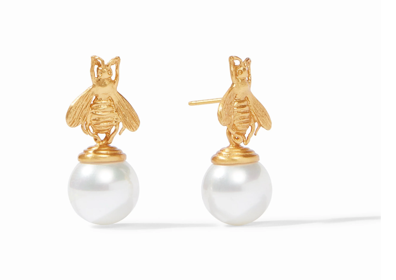 Bee Pearl Drop Earring - Gold - Pearl