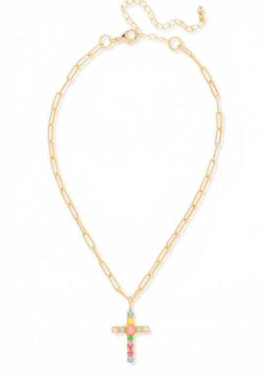 Cross Paperclip Pendant Necklace - Sorrelli Jewelry