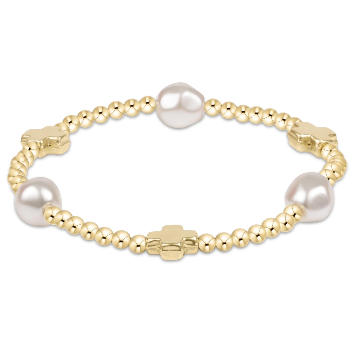 Small cross admire pearl 3MM gold