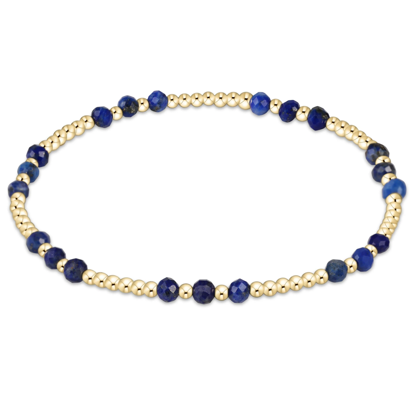 gemstone gold joy pattern 3mm bead bracelet - lapis