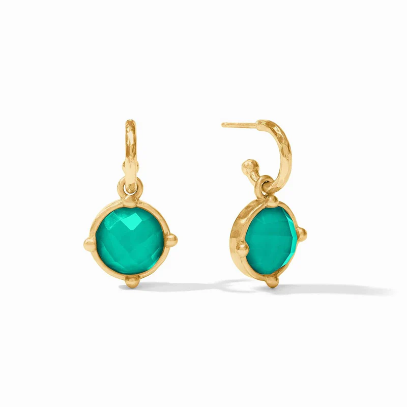 Honeybee Hoop charm Earring Iridescent Emerald Green