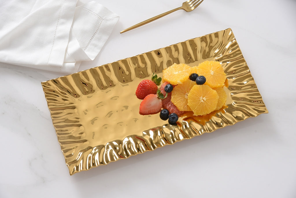 Rectangle Ruffle Platter Gold MAS2952G