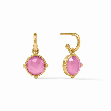 Honeybee Hoop and Charm Earring Iridescent Tourmaline Pink