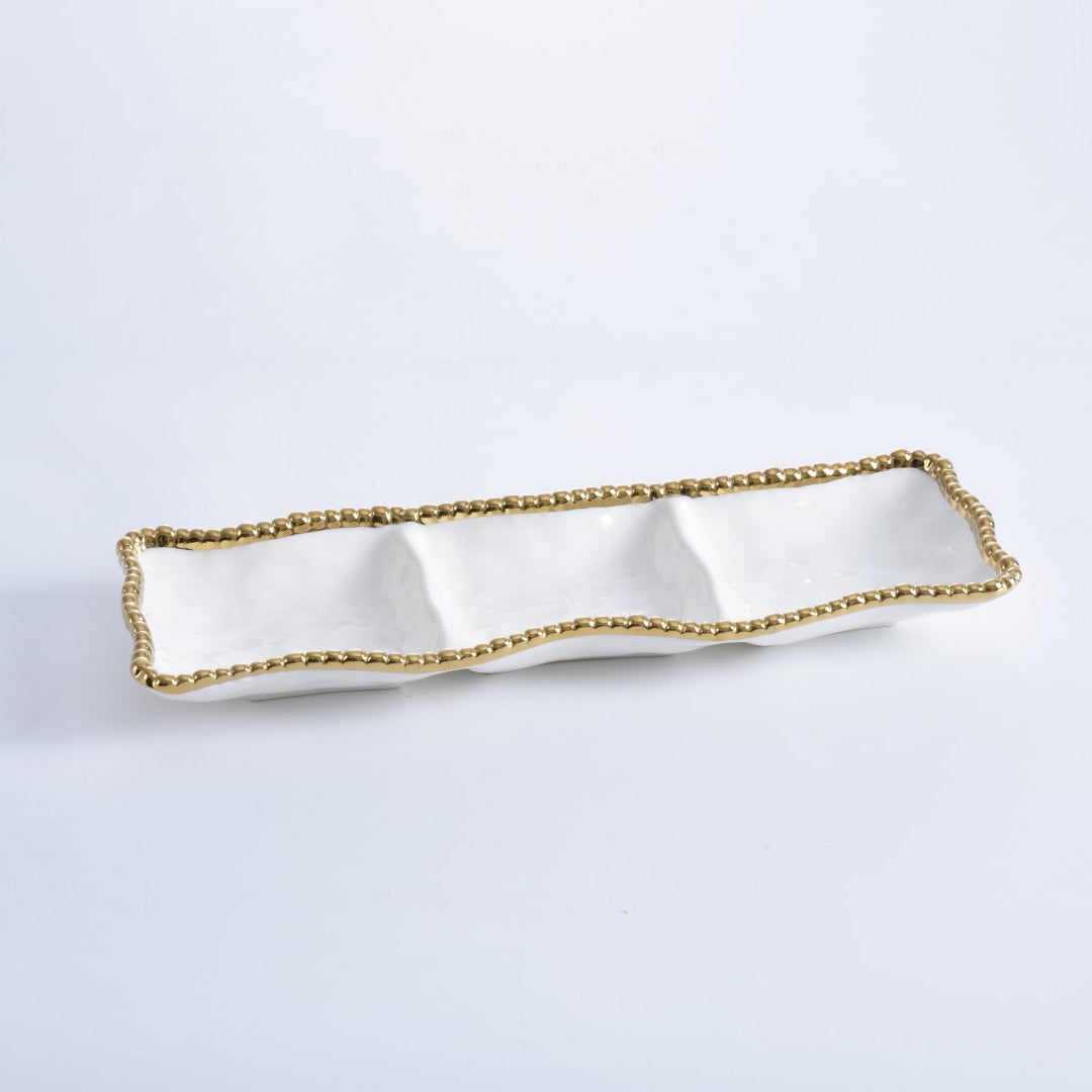 Pampa Bay Trio Dish Gold White CER2496