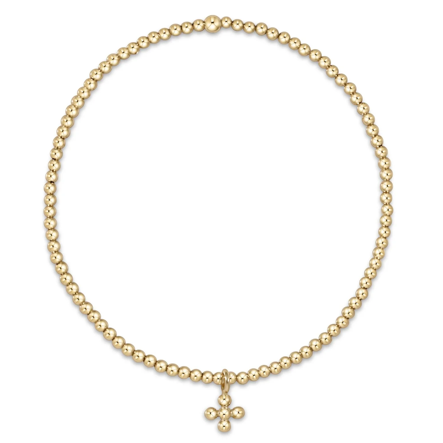 classic gold 3mm bead bracelet - classic beaded signature cross small gold charm extends