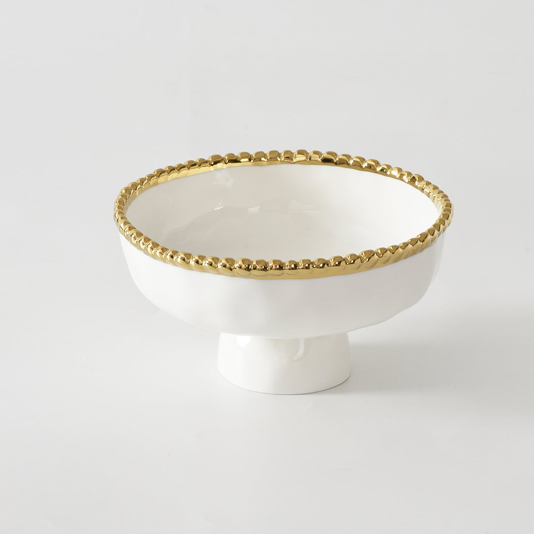 Small Gold and White Footed Bowl Pampa Bay CER2693WG