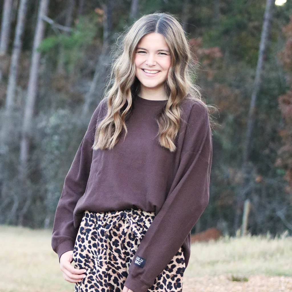 Lulu Mac Brown Waffle Long Sleeve Top