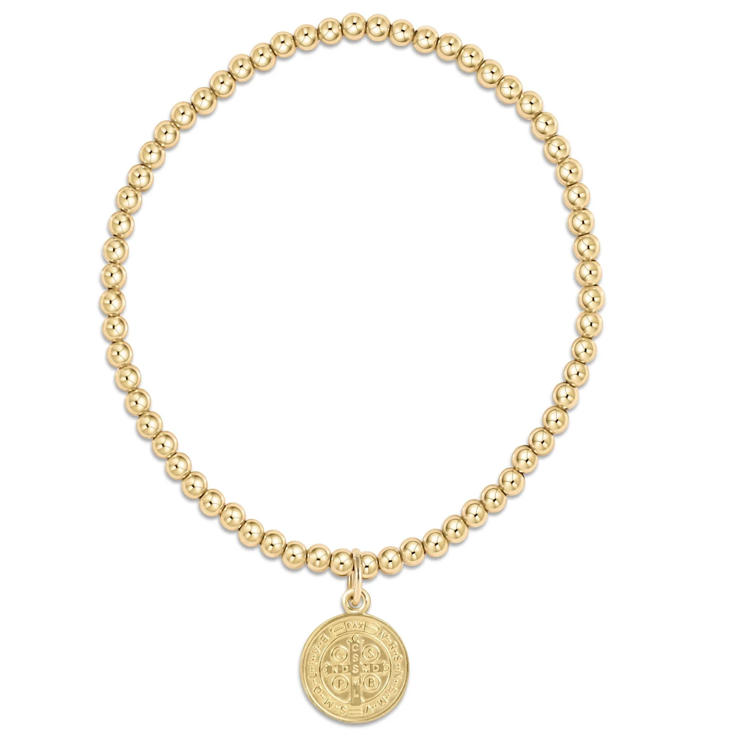 classic gold 3mm bead bracelet - blessing gold disc extends
