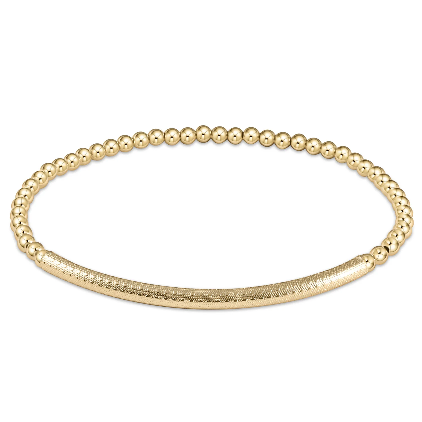 bliss bar textured 3mm bead bracelet - gold extends