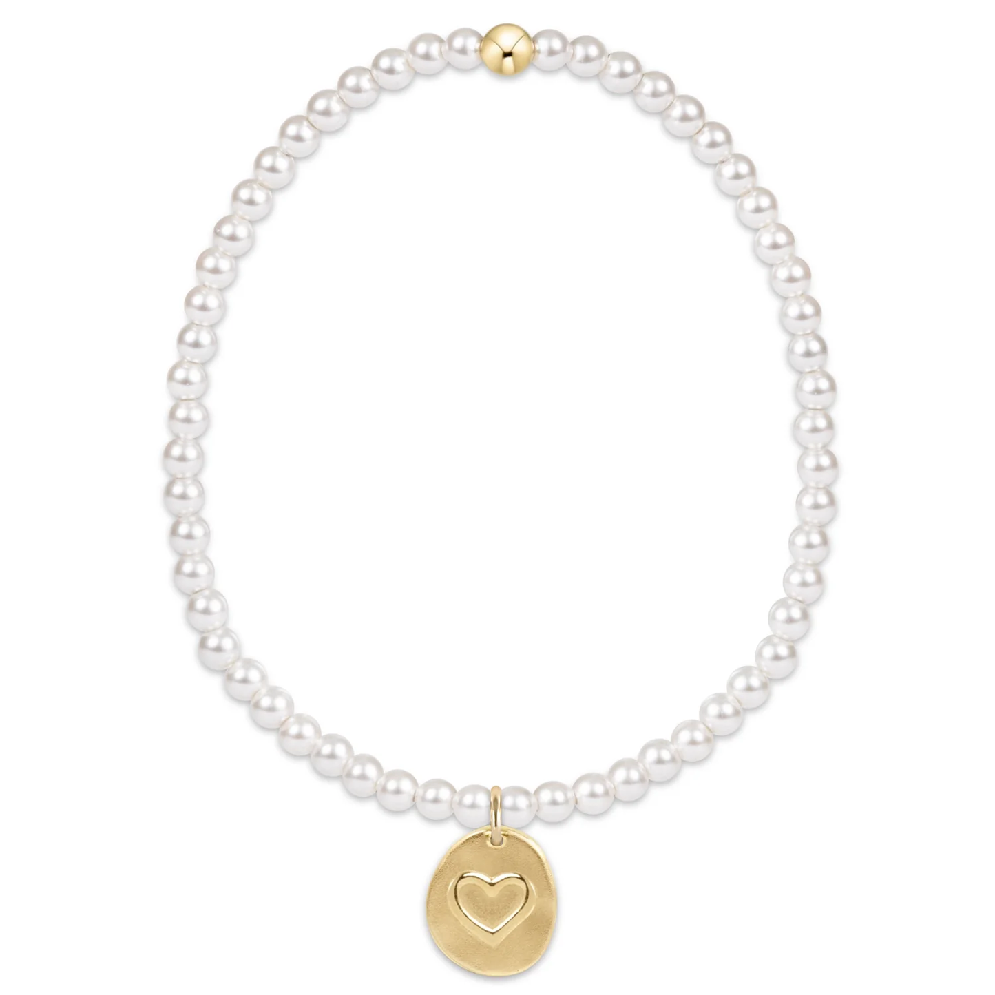 classic pearl 3mm bead bracelet - inspire love small gold charm extends