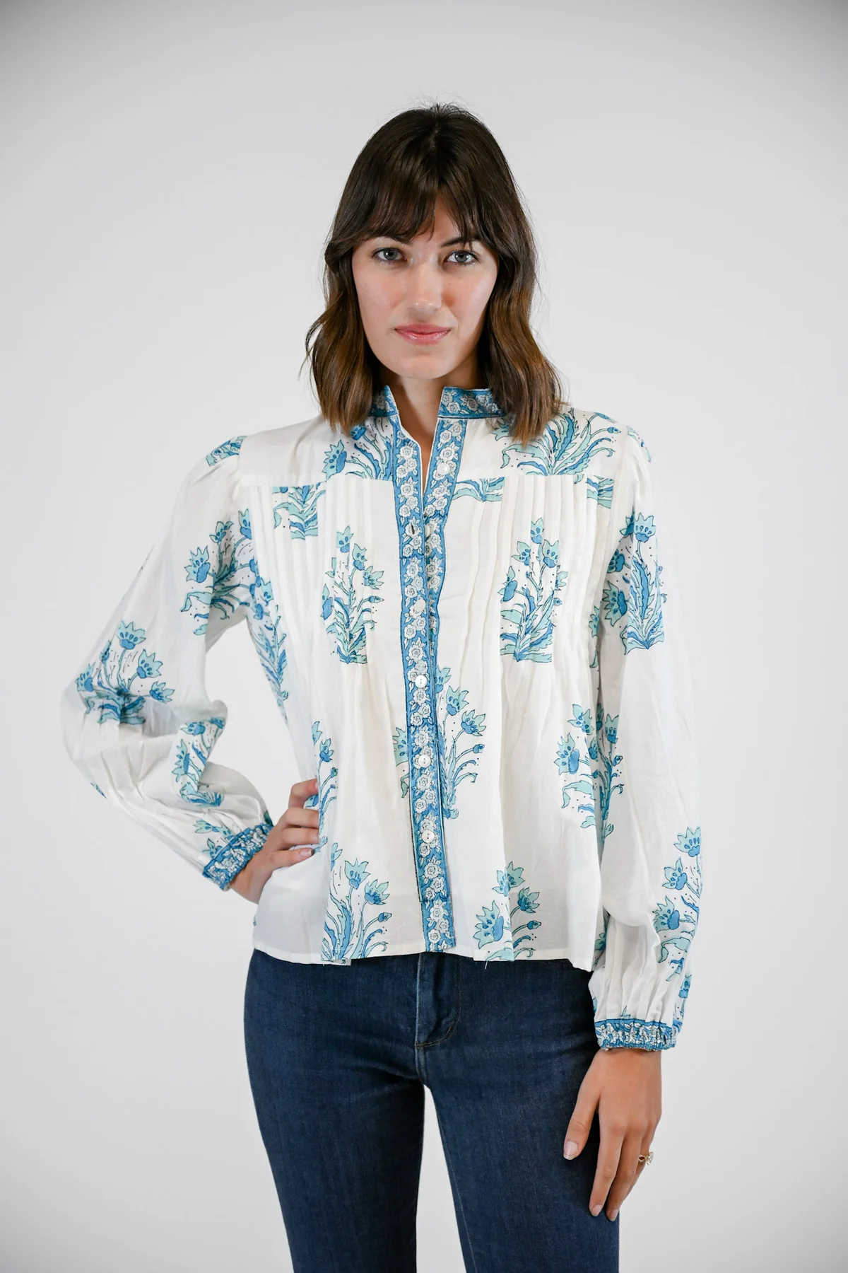 Clara the Label Daisy Blouse Azure Bloom