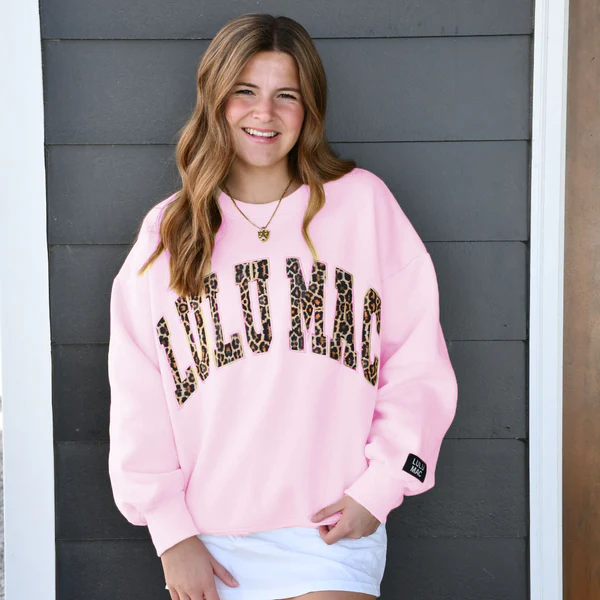 Pink and Cheetah Print LuLu Mac Sweatshirt