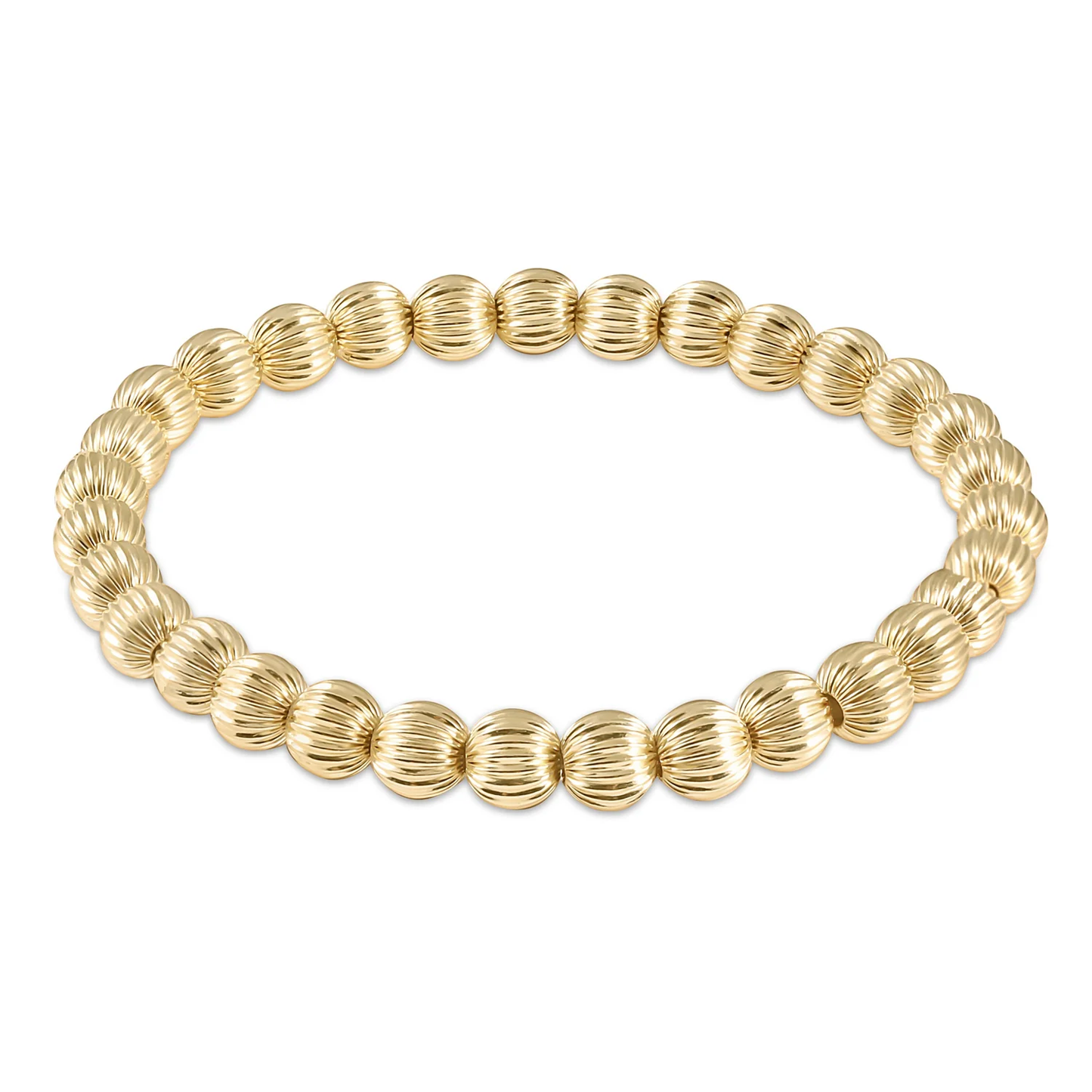 `dignity gold 6mm bead bracelet extends