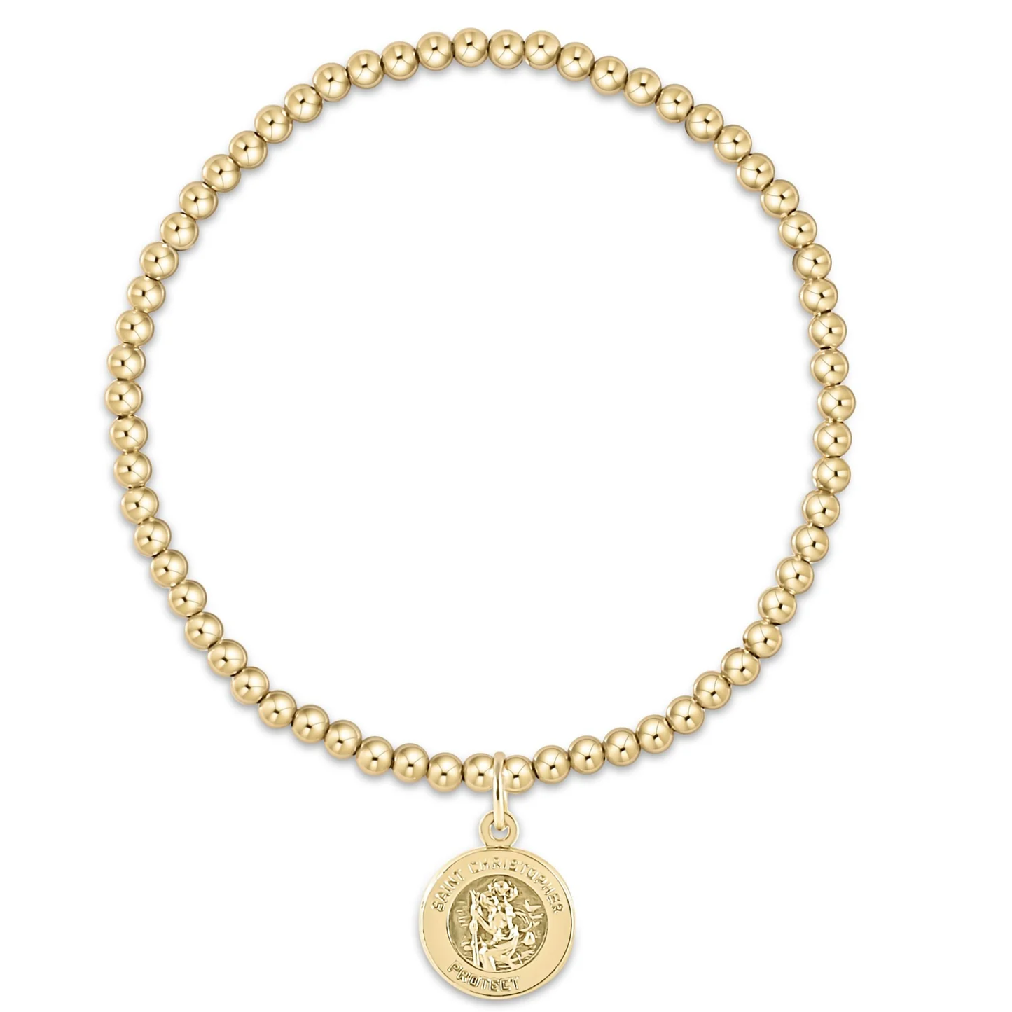 classic gold 3mm bead bracelet - protection gold disc extends