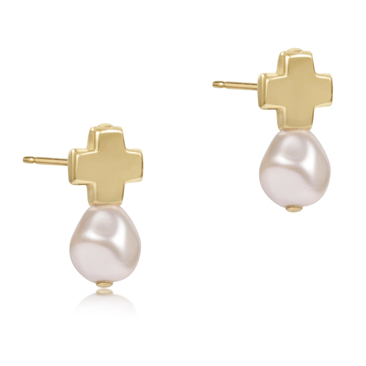 signature cross gold stud - classic pearl