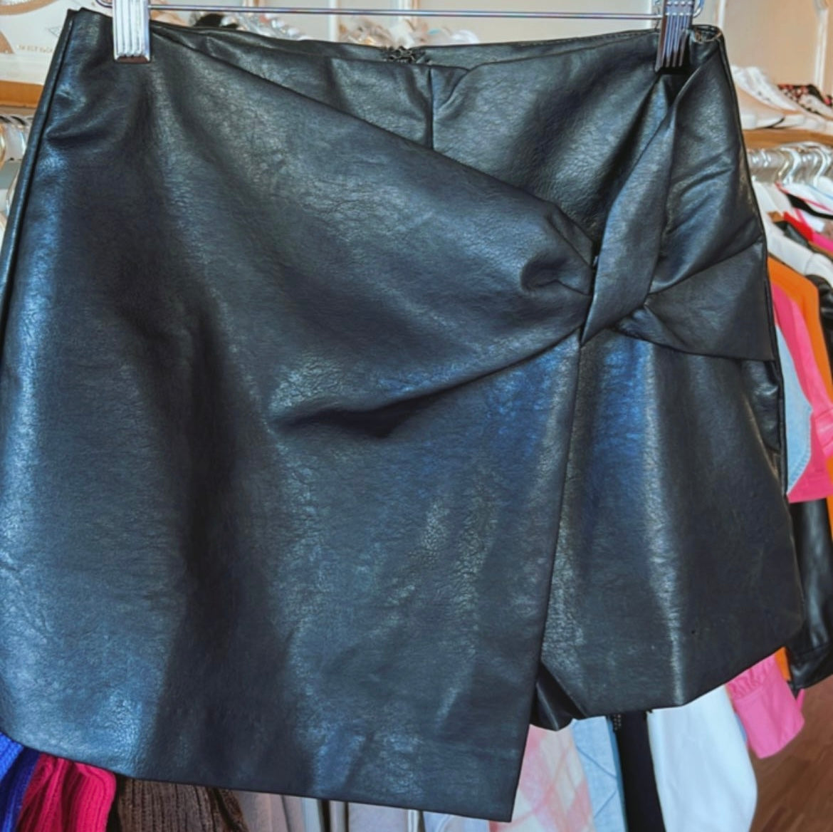 Pleather Bow Tie Skort