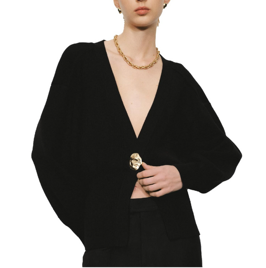 Black Gold Button Cardi