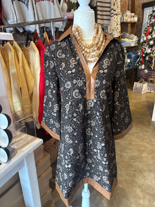 Brown and Black Floral Dress