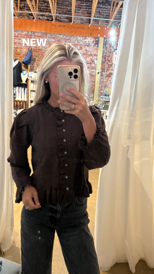 Brown Frill Sweater