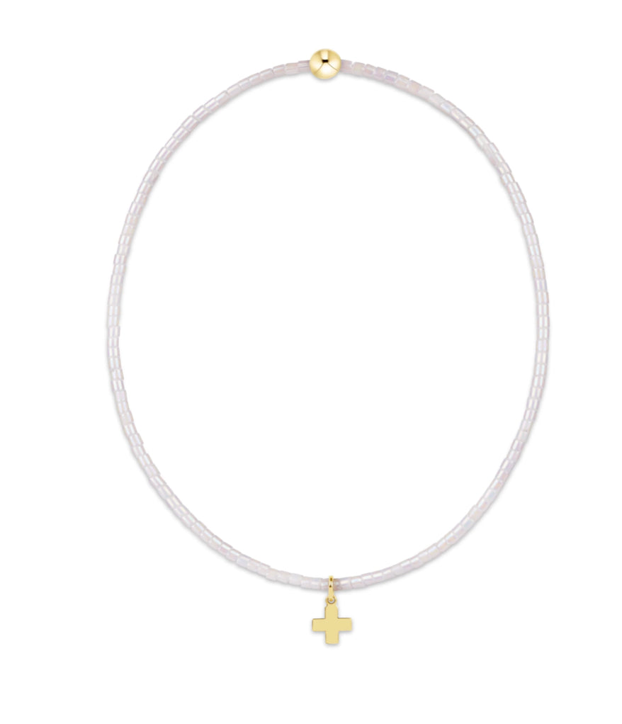 HOPE CLASSIC SILKY WHITE SIGNATURE CROSS SMALL GOLD CHARM