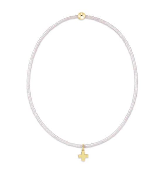 HOPE CLASSIC SILKY WHITE SIGNATURE CROSS SMALL GOLD CHARM