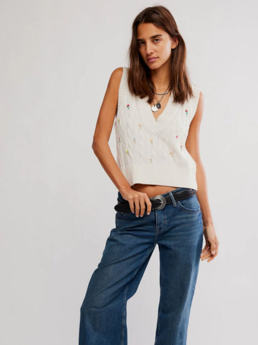 Free People Plumeria Floral Vest