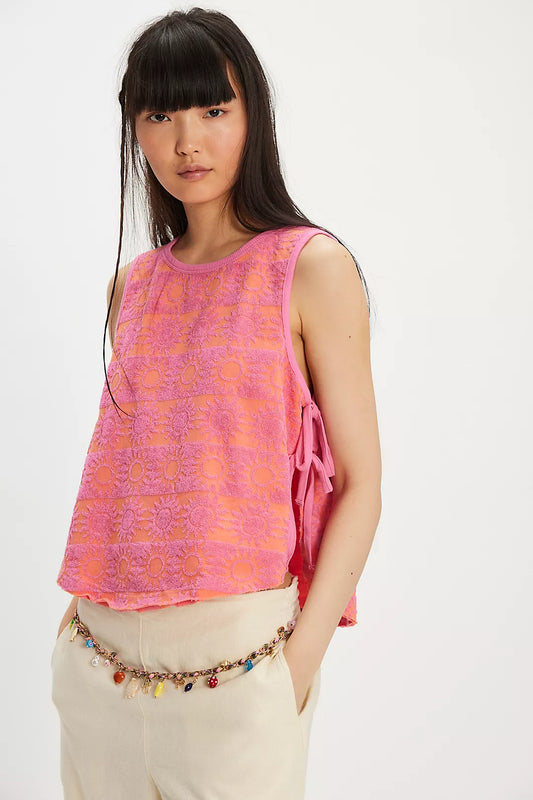 Free People Orange and Pink Terry Tank