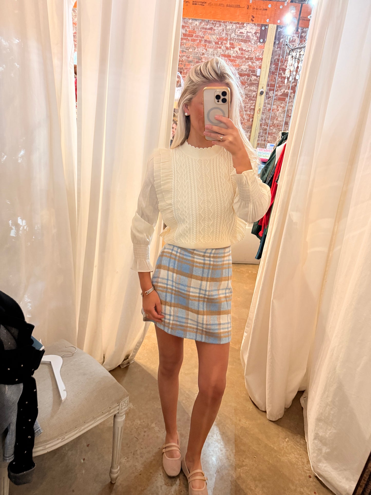 Ivory Contrast Sweater Top
