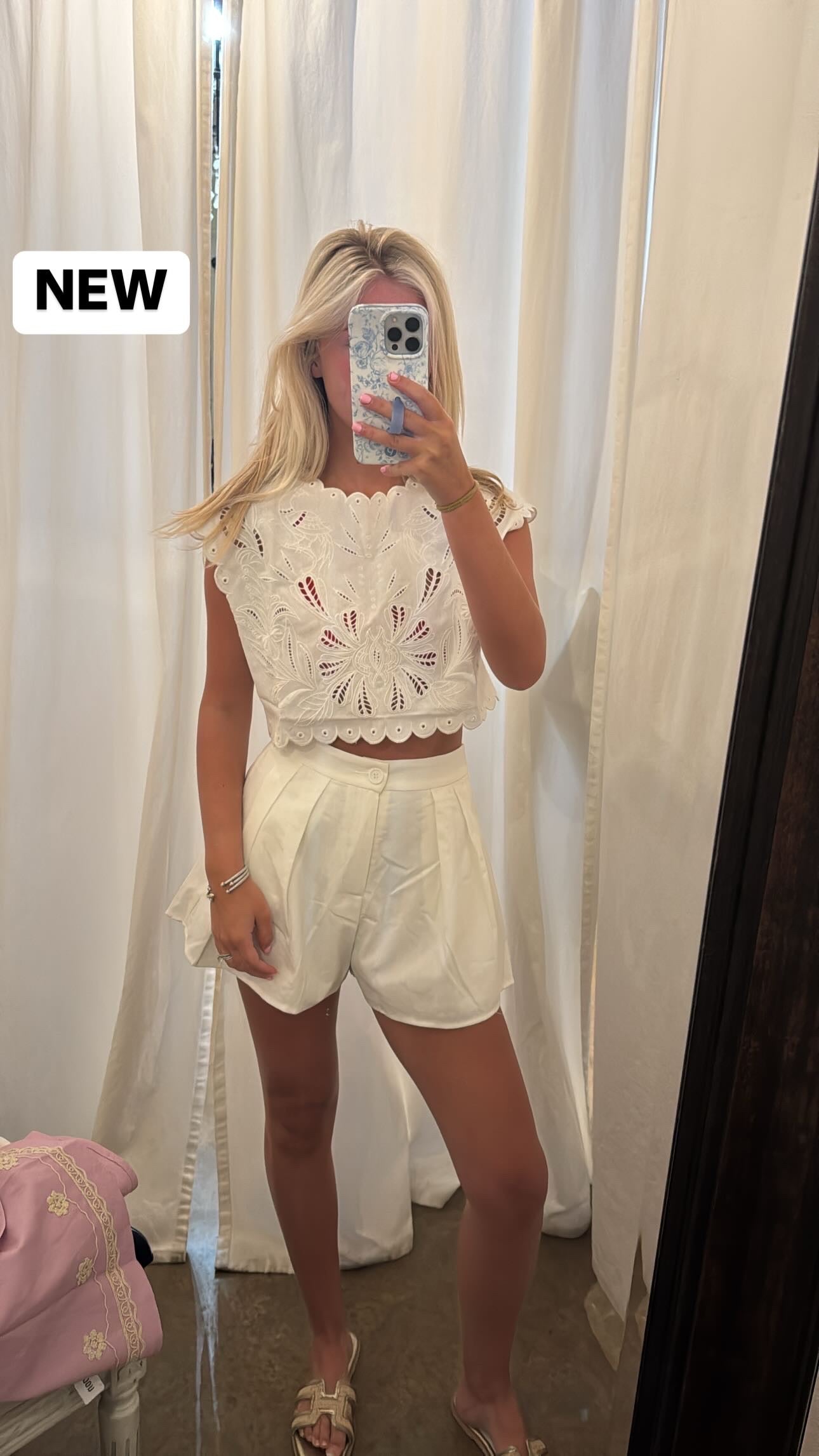 White Embroidery Short Set
