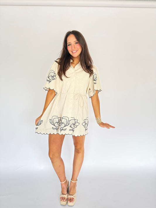 Floral Embroidered Collar Dress