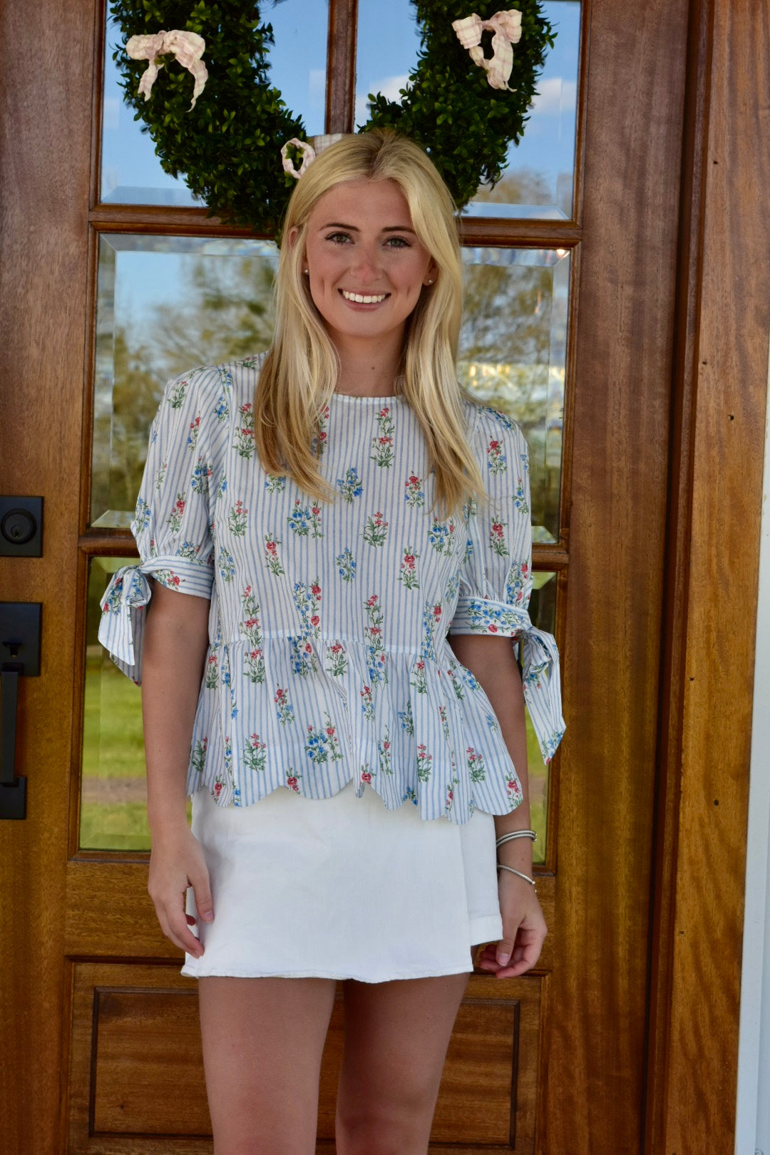 Block Print Scalloped Top