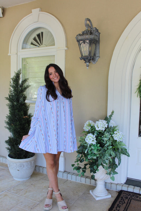 French Floral Vine Ruffle Dress