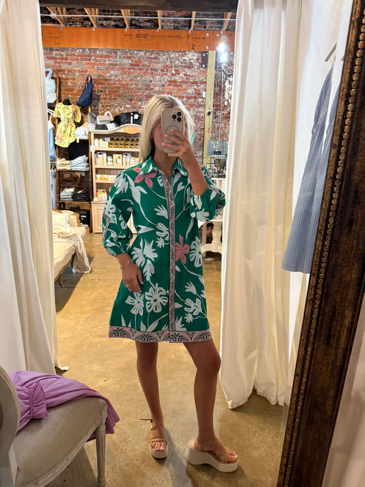 Ava Mint Floral Dress