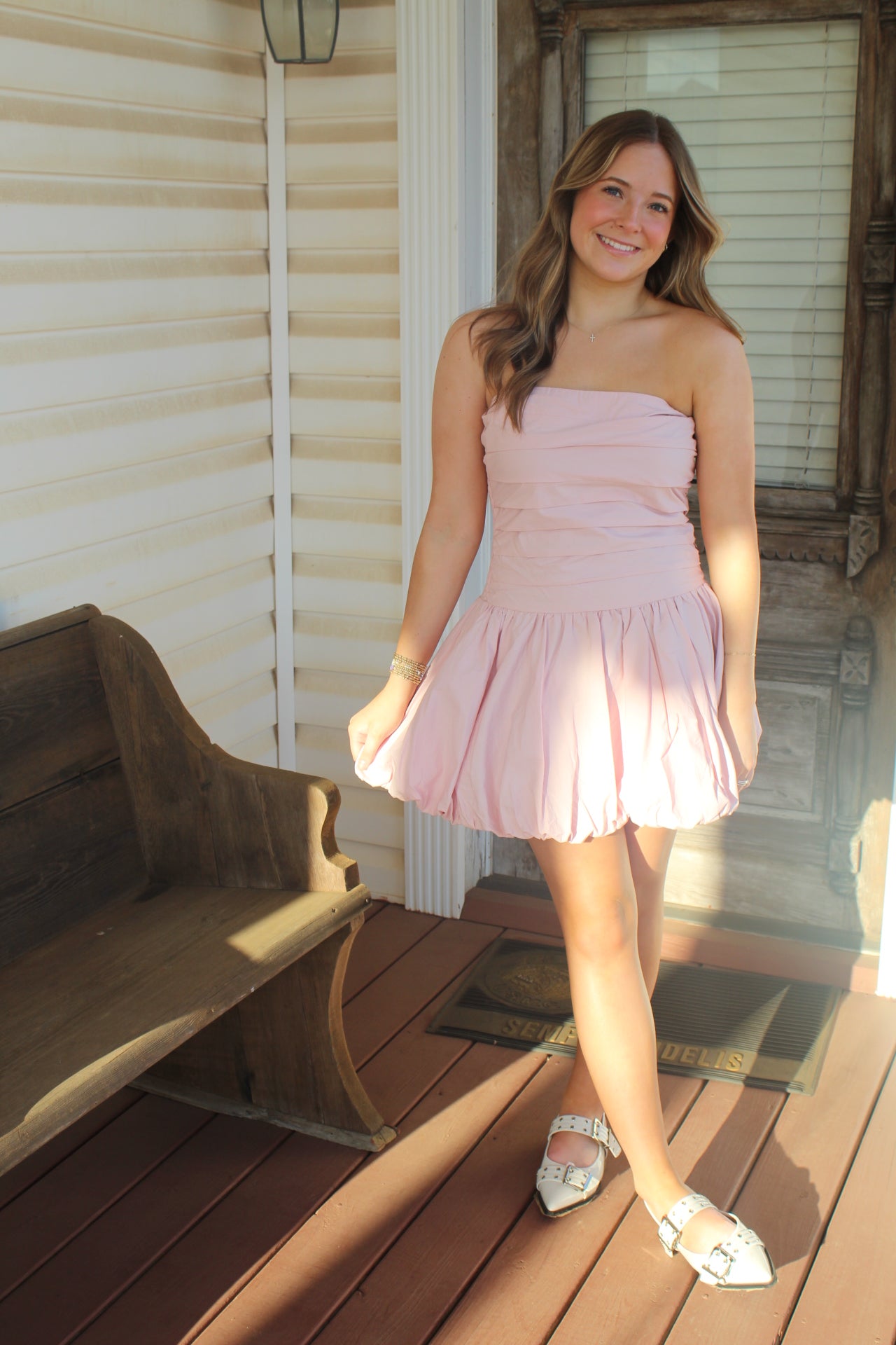 Pink Strapless Bubble Dress