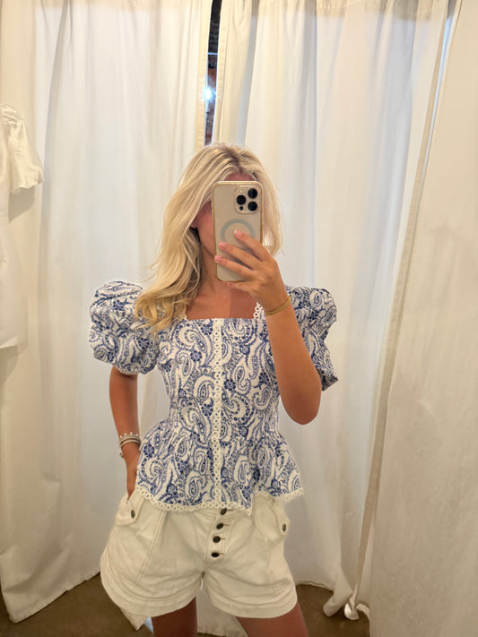Blue Printed Top