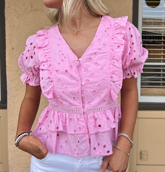 Love You Eyelet Top