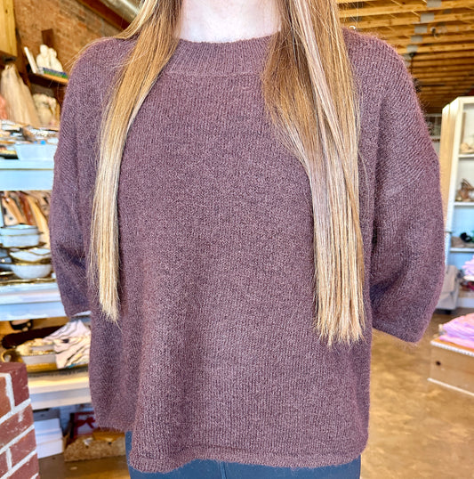 Brown Short Sleeve Sweater
