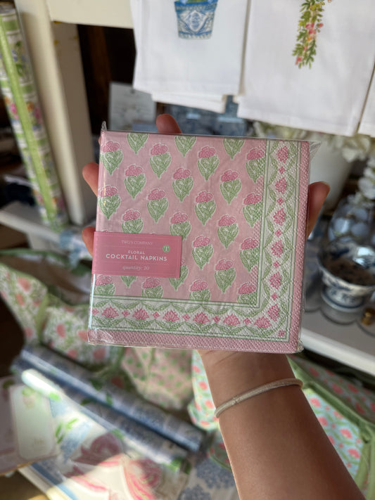 Floral Block Paper Cocktail Napkin