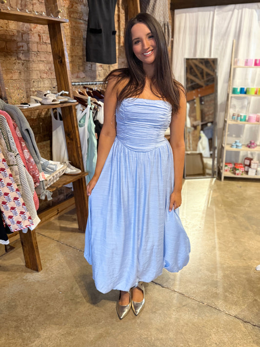 Blue Bubble Midi Dress