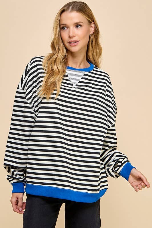 Striped Sweatshirt Black and Blue