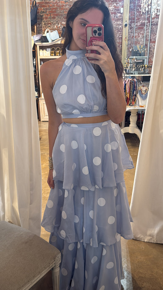 Blue and White Polka Set