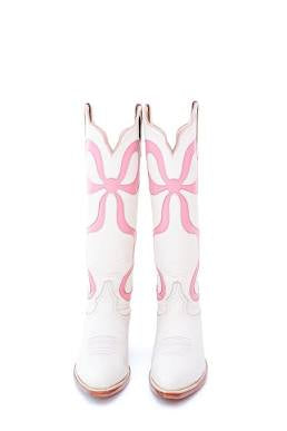 Pink & White Bow Boots