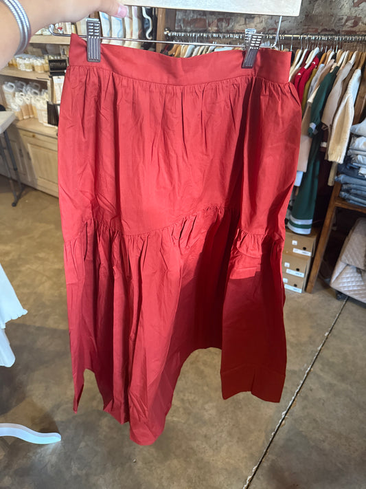 Crimson Midi Skirt