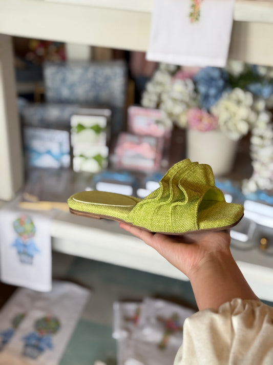 Daisy Lime Open Toe Flat