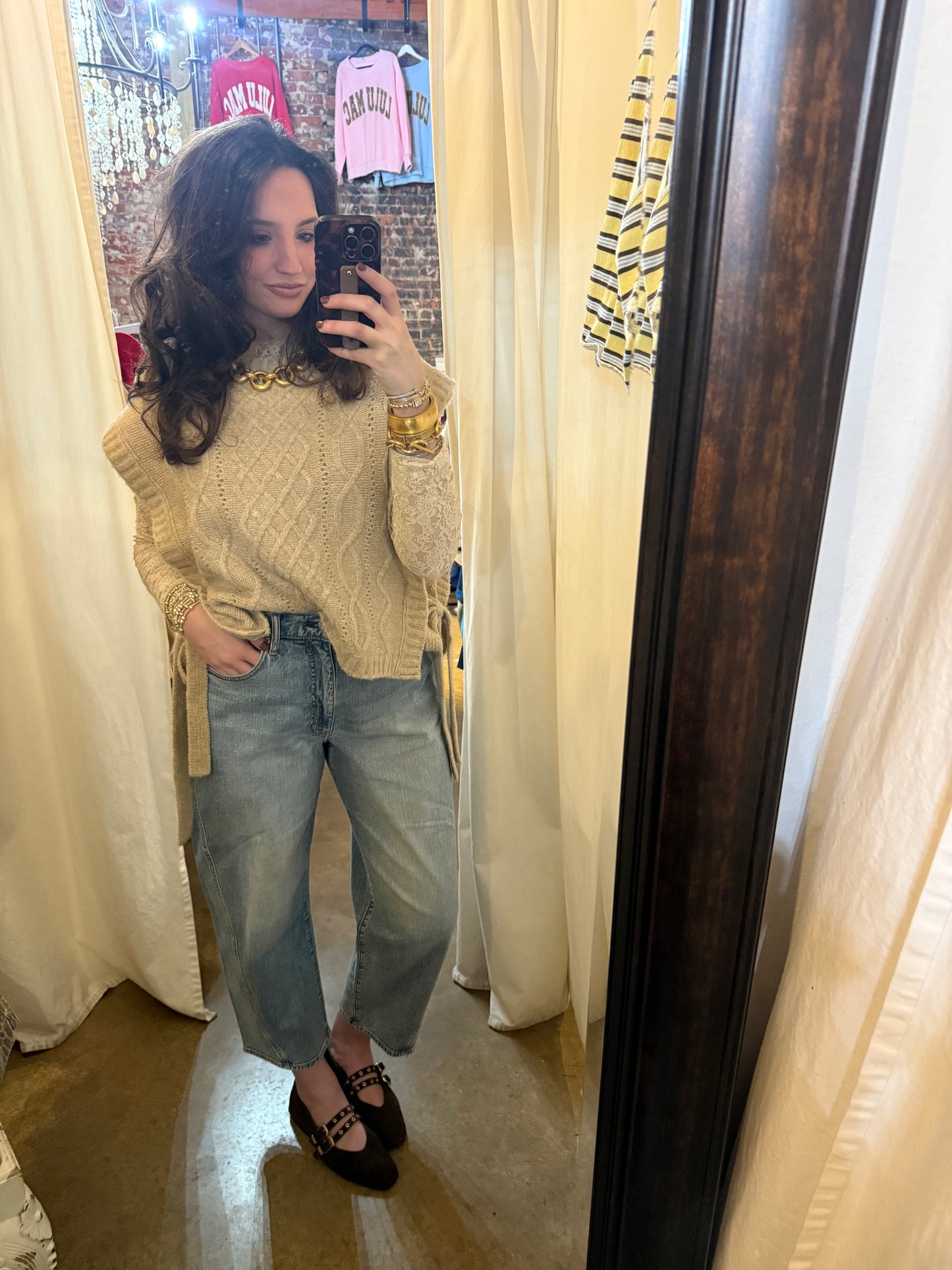 Taupe Turtleneck Sweater Vest