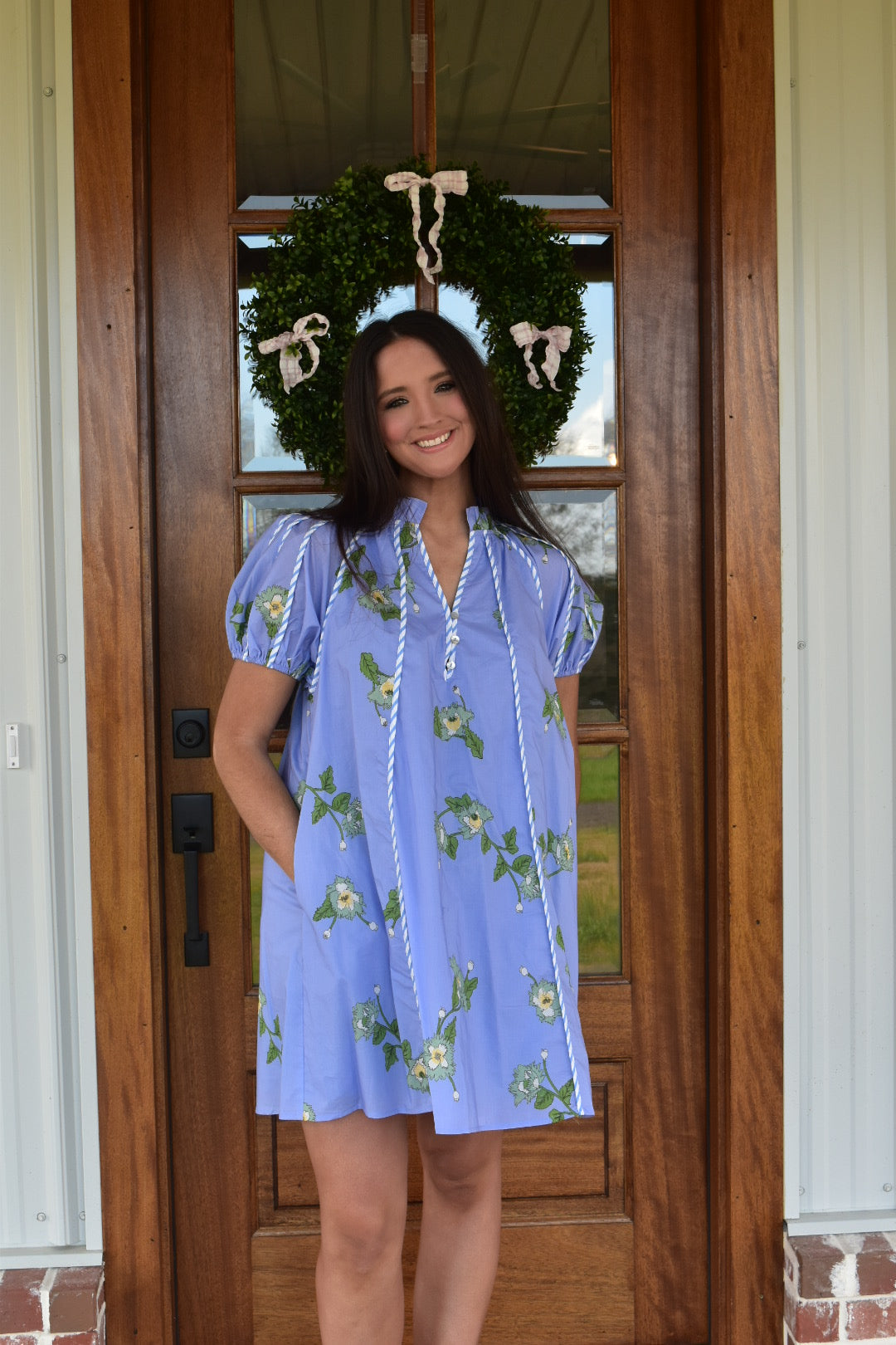 Blue and White Floral Mini Dress